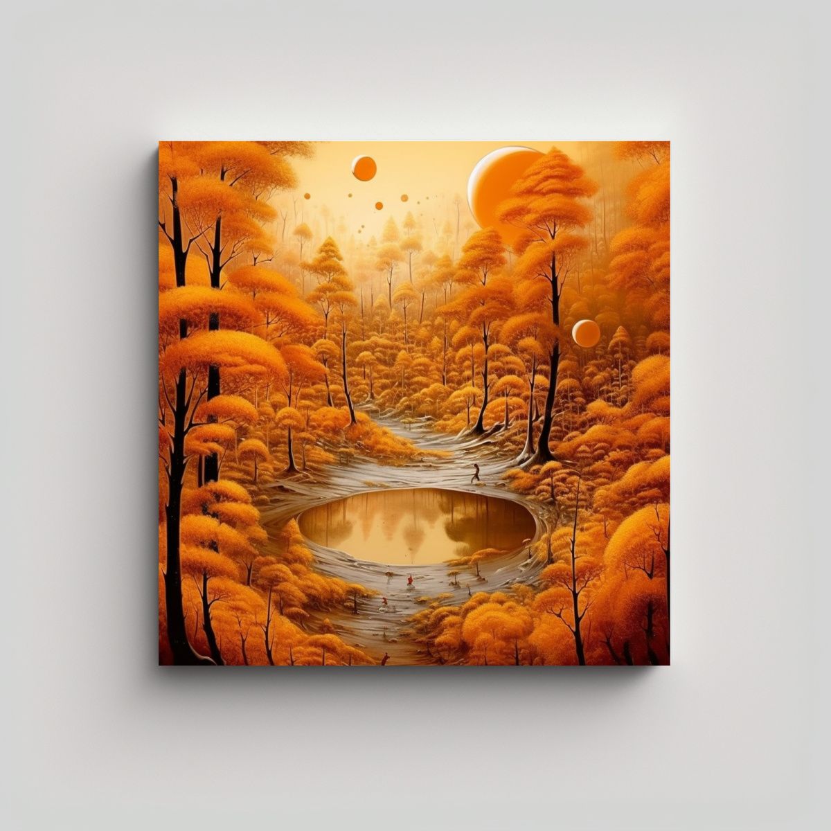 GENERICO - Cuadro Armonía Cromática En Bosque Abstracto 60x60 Cm