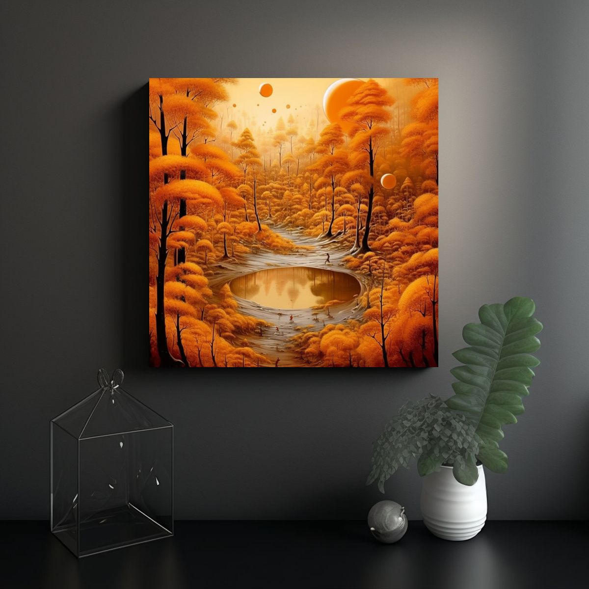 GENERICO - Cuadro Armonía Cromática En Bosque Abstracto 60x60 Cm