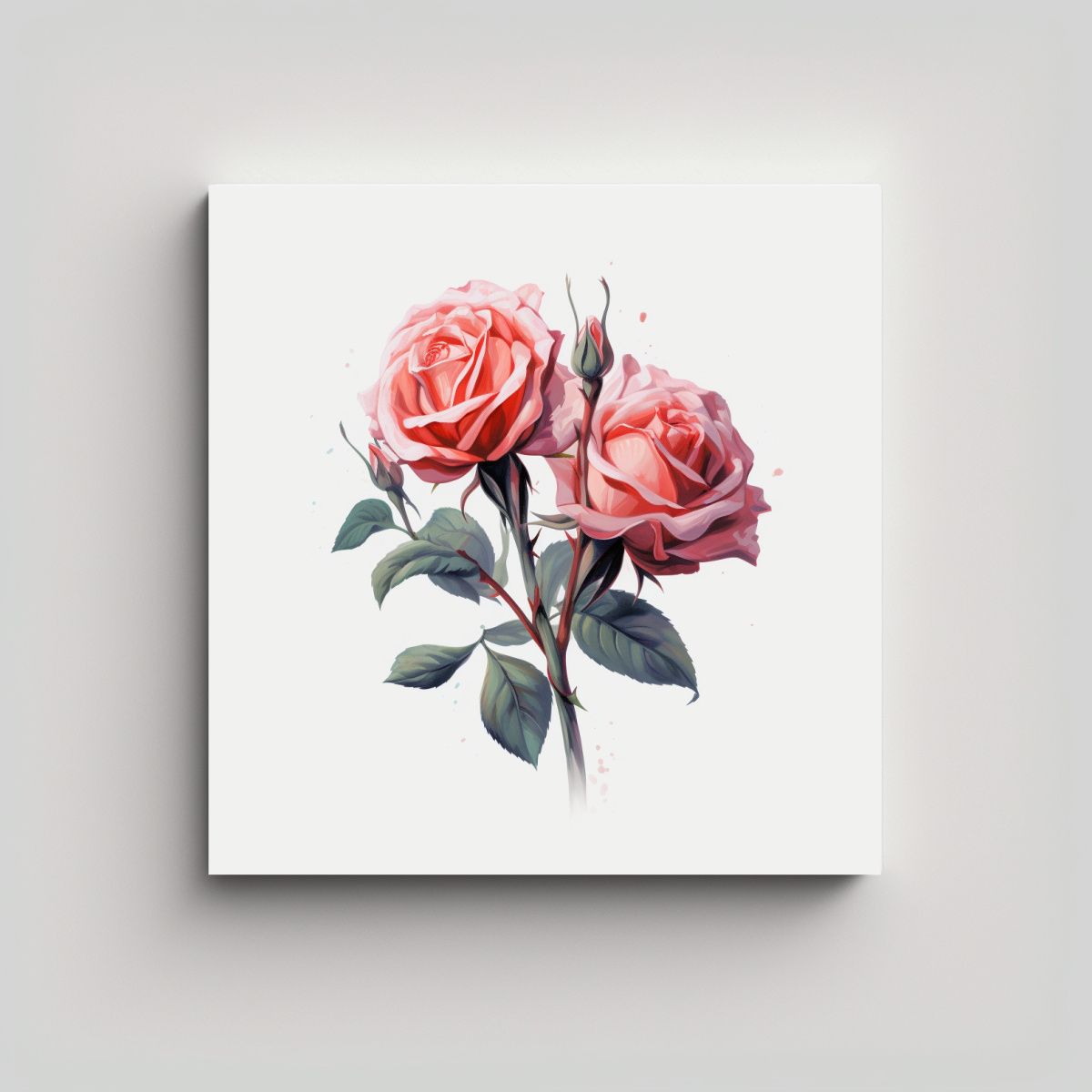 GENERICO - Modernas Rosas Ilustradas Estilo Plano Lienzo 60x60 Cm