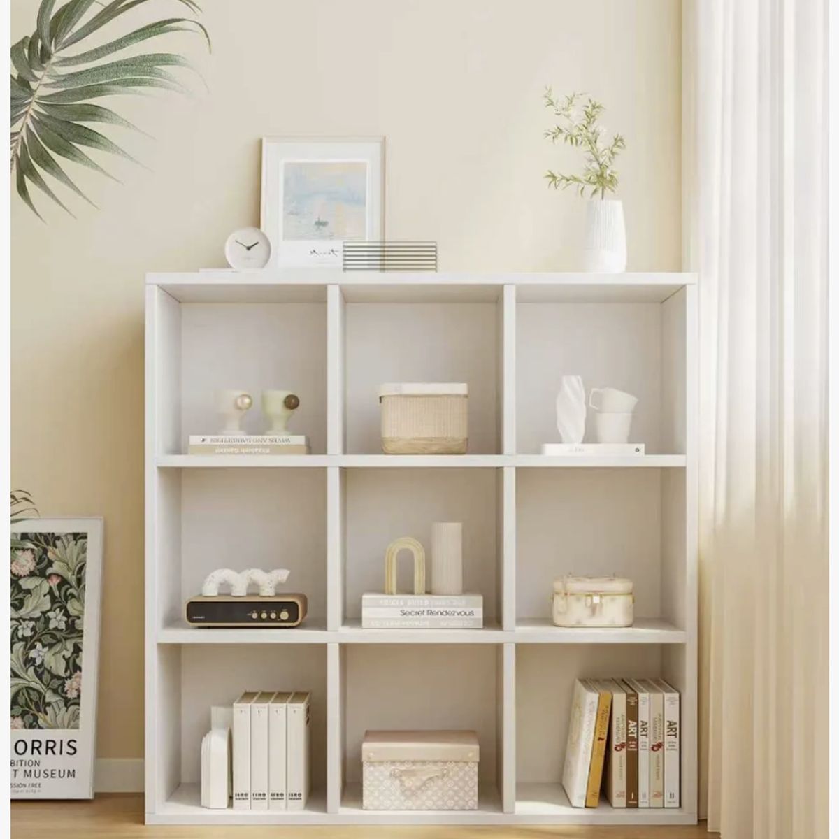 HOMER DESIGN - librero biblioteca 9 Cubos 3x3 Blanco Para Libros Y Deco 100x100x24