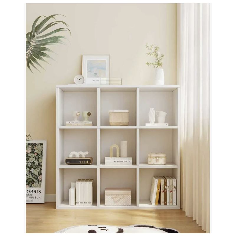HOMER DESIGN - Organizador 9 Cubos 3x3 Blanco Para Libros Y Deco 100x100x24