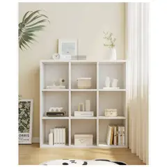 HOMER DESIGN - Librero biblioteca 9 Cubos 3x3 Blanco Para Libros Y Deco 100x100x24