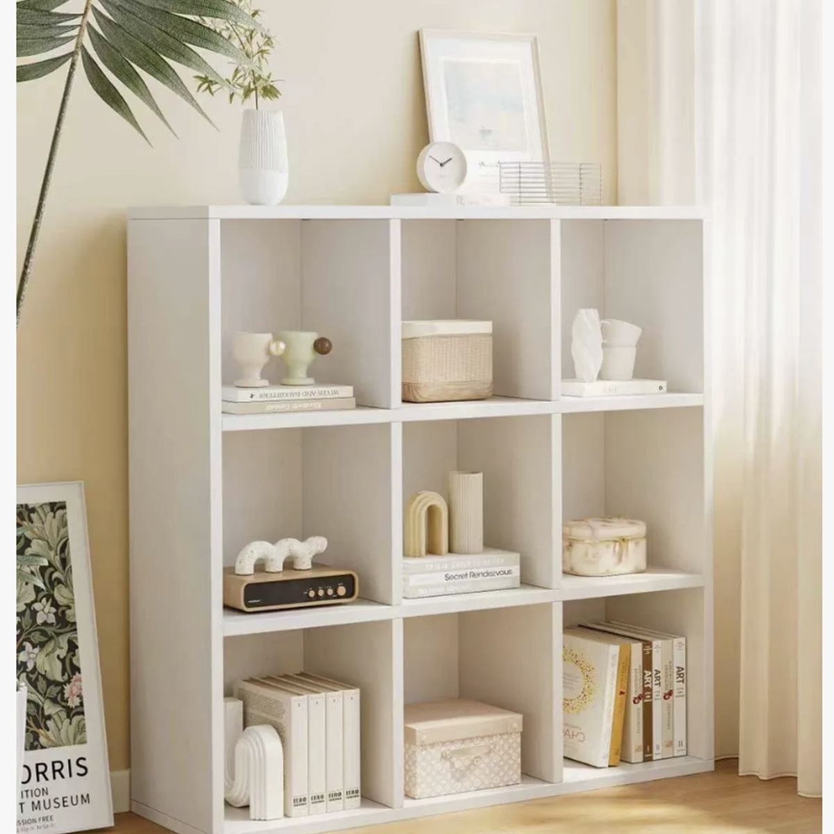 HOMER DESIGN - librero biblioteca 9 Cubos 3x3 Blanco Para Libros Y Deco 100x100x24