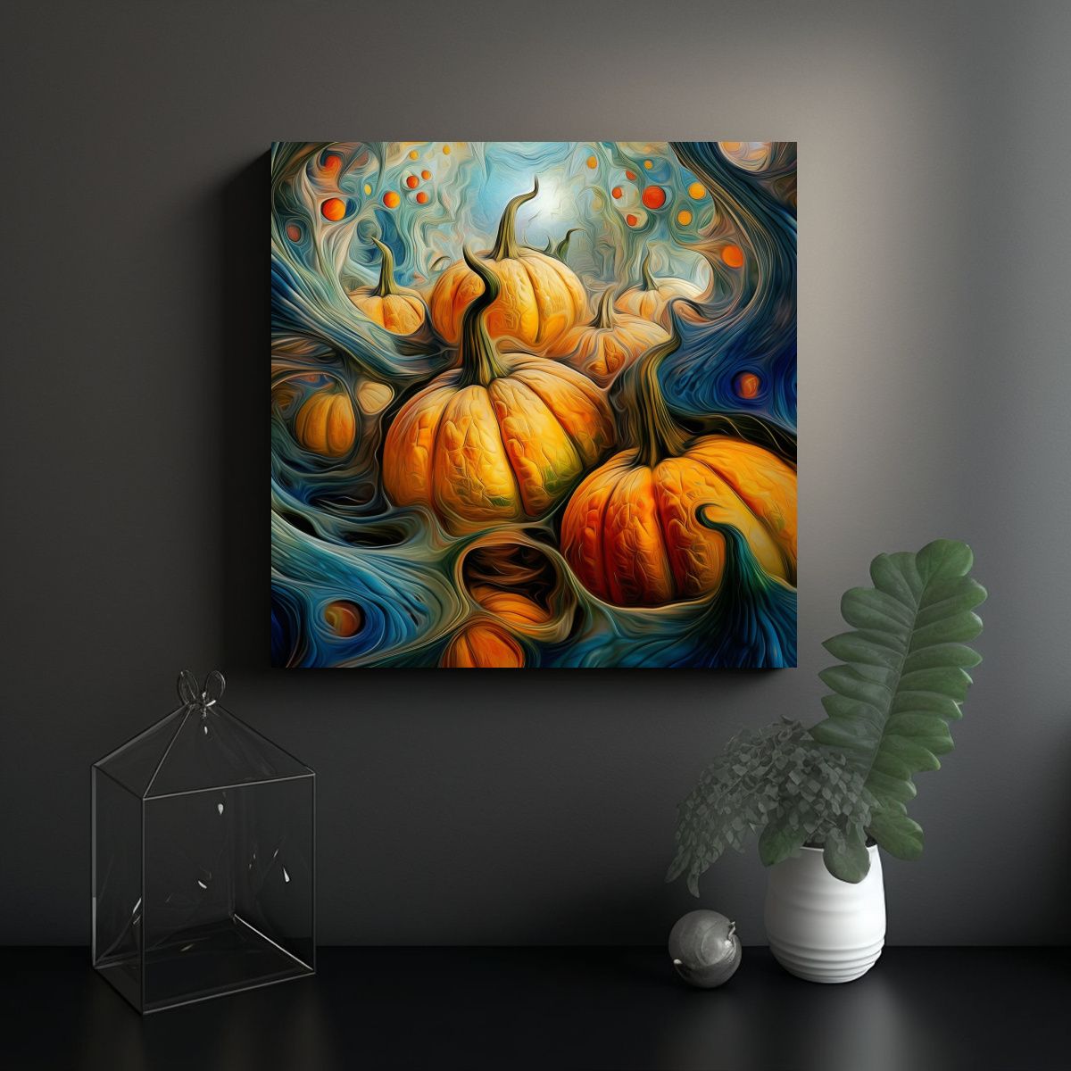 GENERICO - Cuadro Abstracción Festival Calabaza Brillante 60x60 Cm