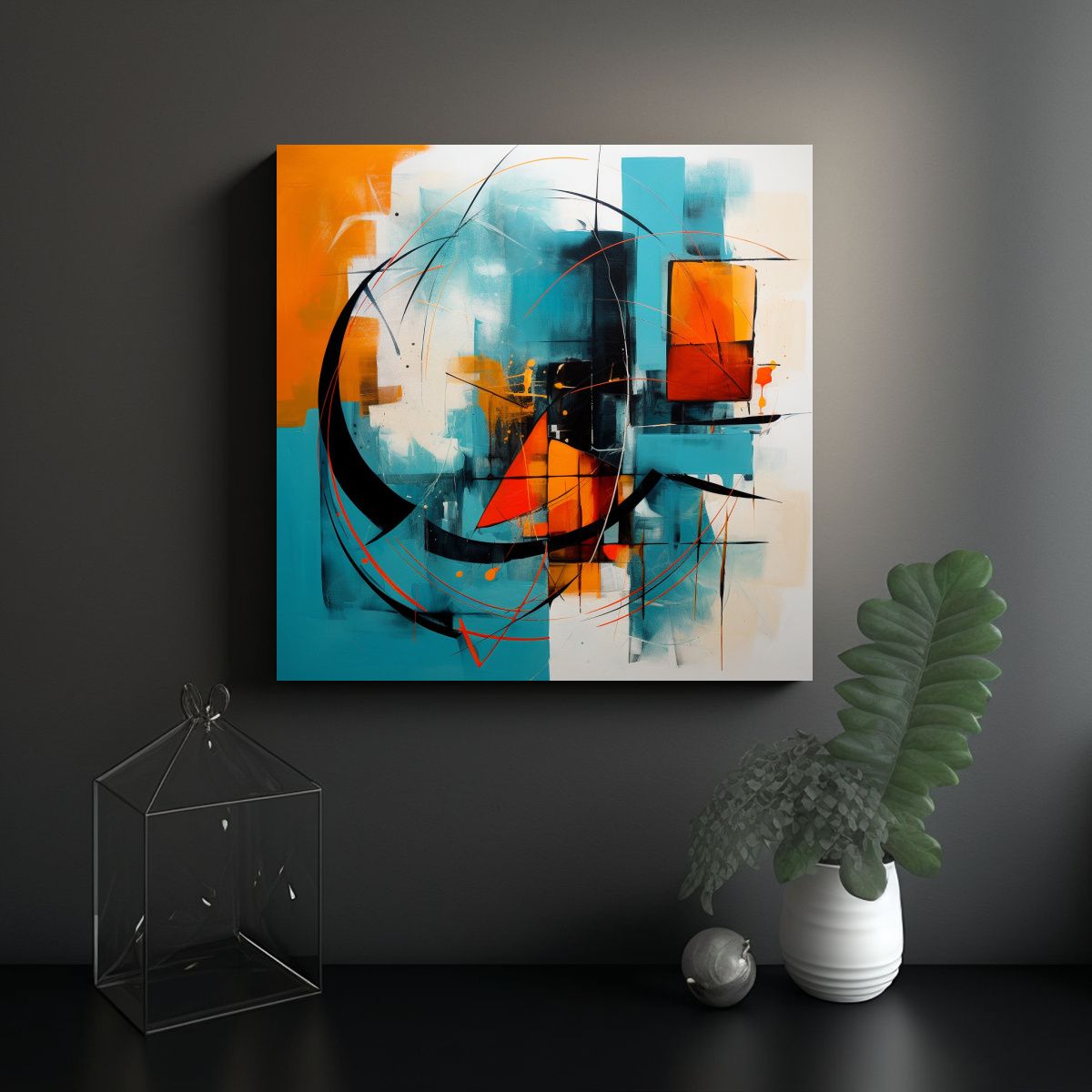 GENERICO - Cuadro Luminoso Abstracto Decoración En Tonos 60x60 Cm