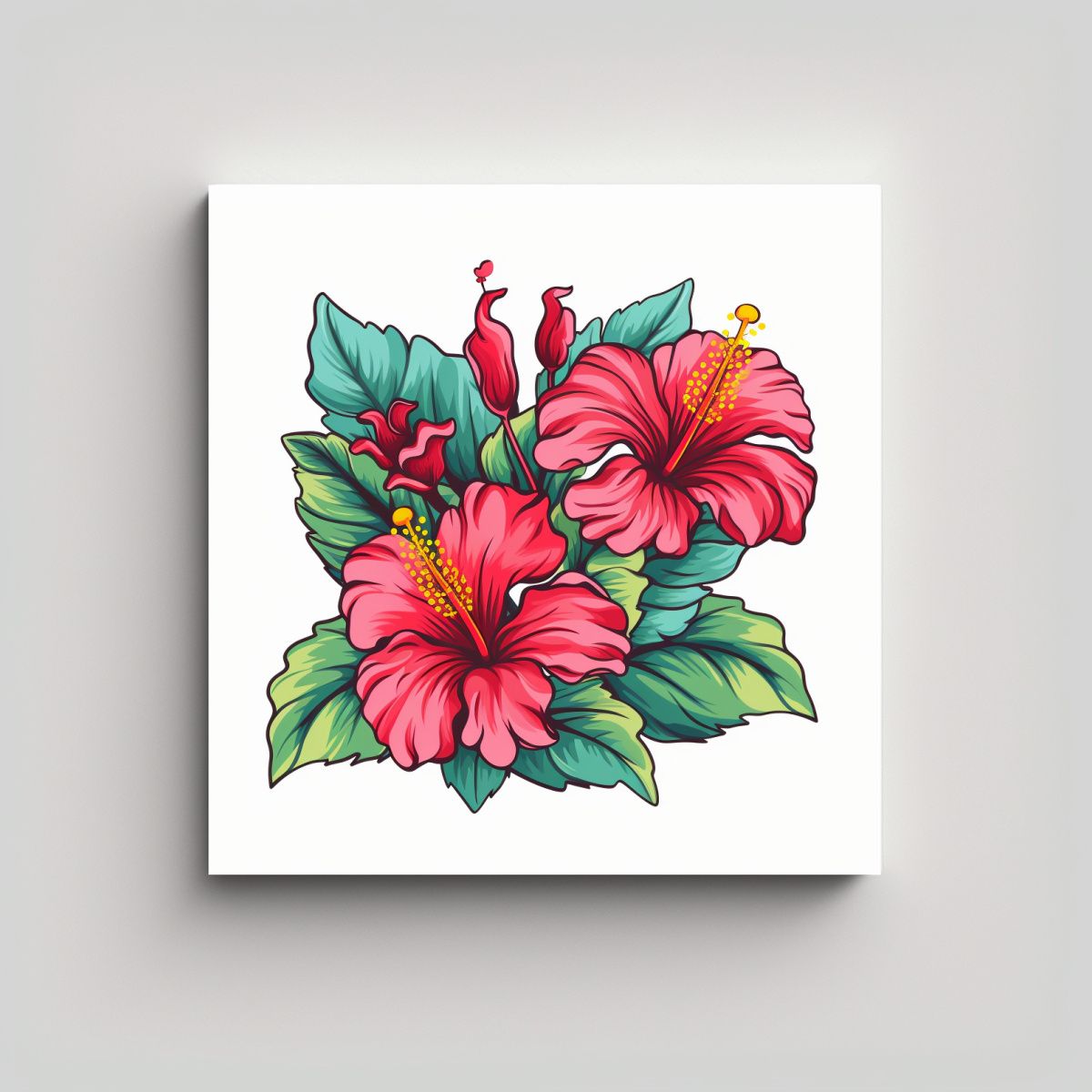 GENERICO - Ilustración Vectorial Flores De Hibisco Estilo 60x60 Cm.