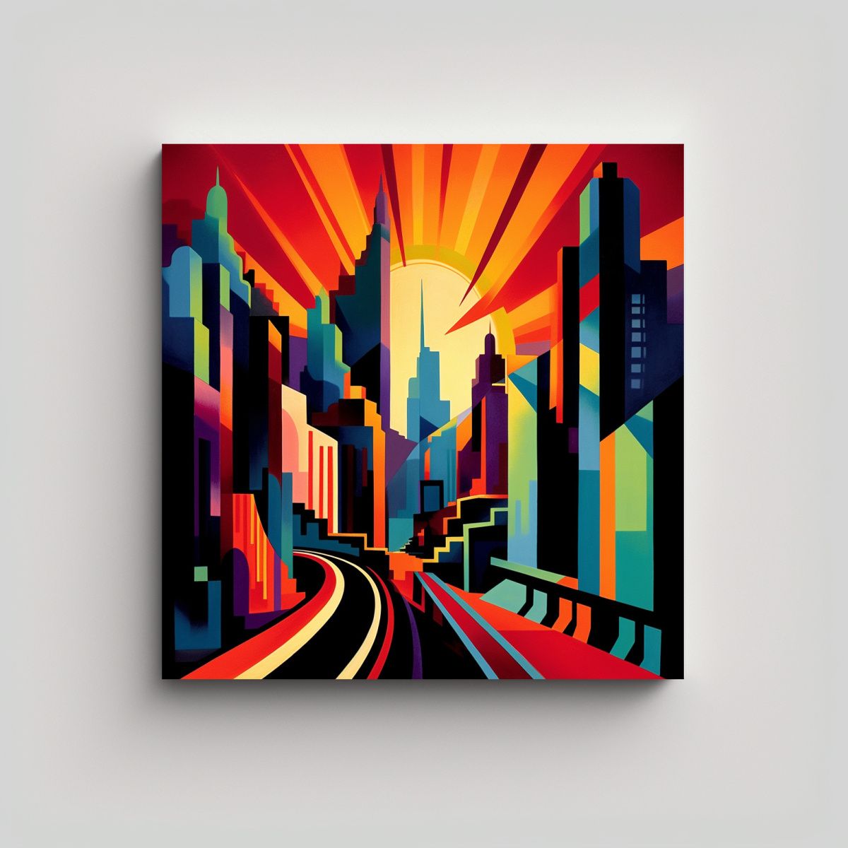 GENERICO - Lienzo Exclusivo Ciudad En El Cielo 60x60 Cm