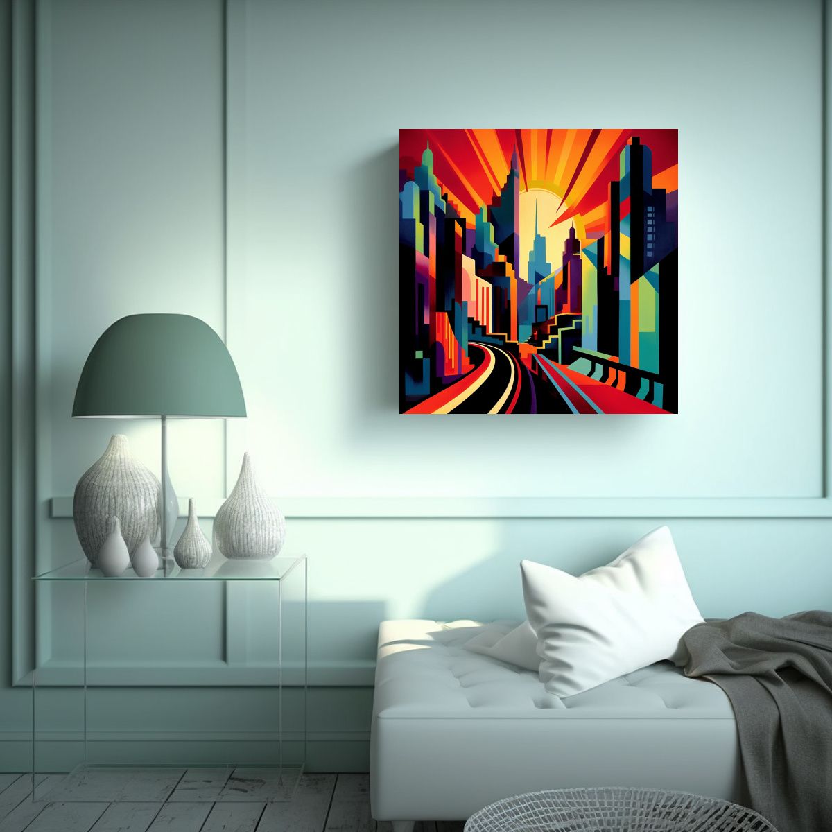 GENERICO - Lienzo Exclusivo Ciudad En El Cielo 60x60 Cm