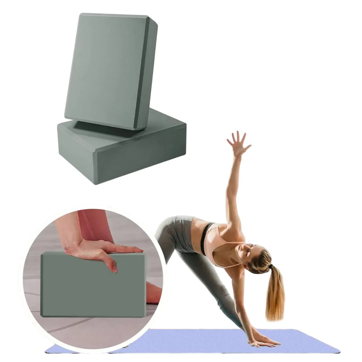 GENERICO - Ladrillo Yoga Bloque de Yoga fitness pilates 2 und, Gris