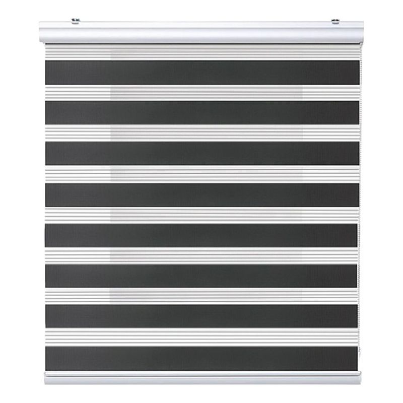 GENERICO - Cortina Roller Duo Zebra 100x180cm Negro Dia Noche