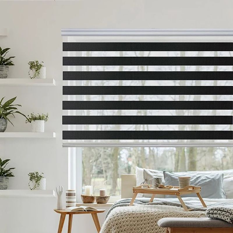 GENERICO - Cortina Roller Duo Zebra 100x180cm Negro Doble Enrollable