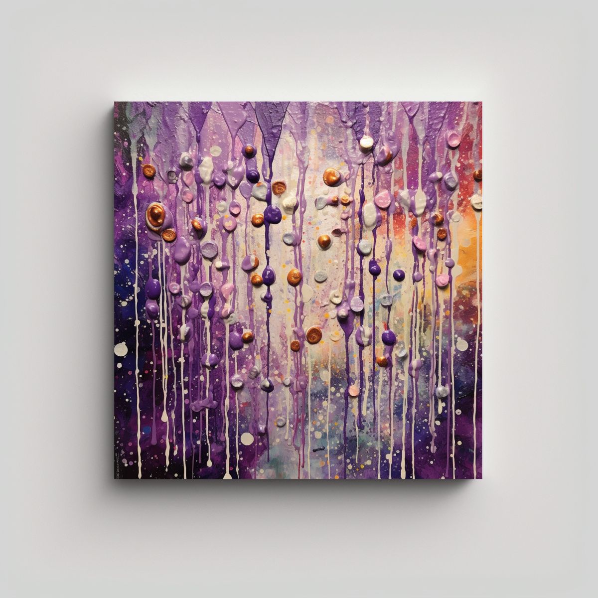 GENERICO - Pintura Abstracta En Tonos Morado Y Plata Sobre 60x60 Cm