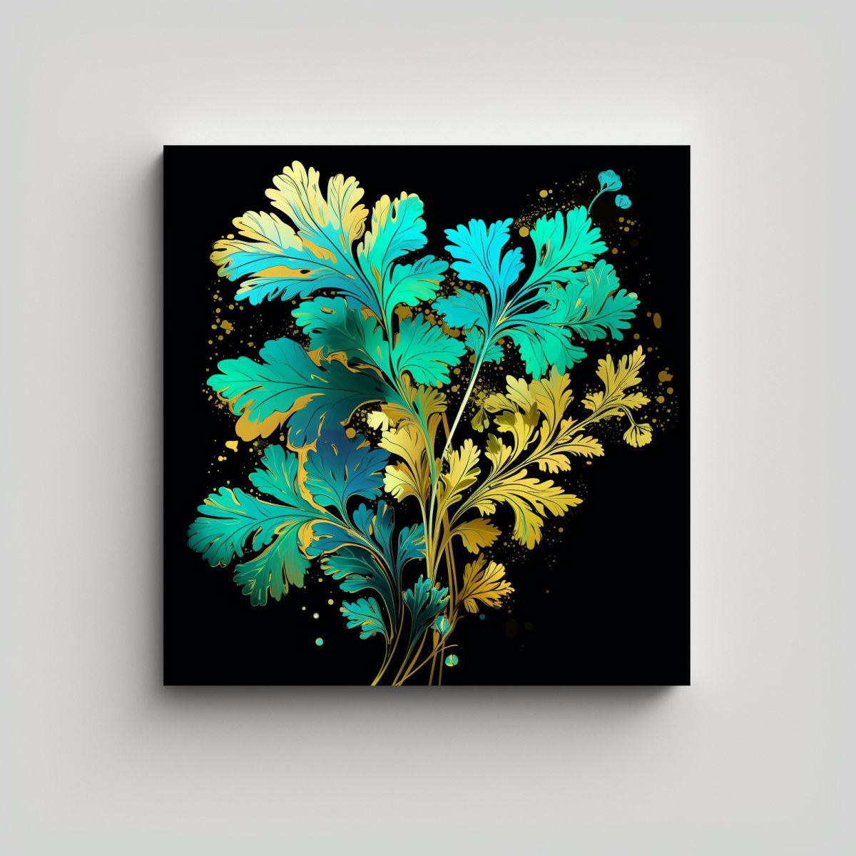GENERICO - Pinturas Decorativas En Turquesa Y Dorado Con 60x60 Cm