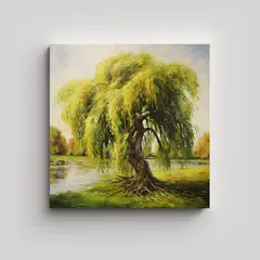 GENERICO - Pintura Abstracta De árbol De Sauce Contraste 60x60 Cm.