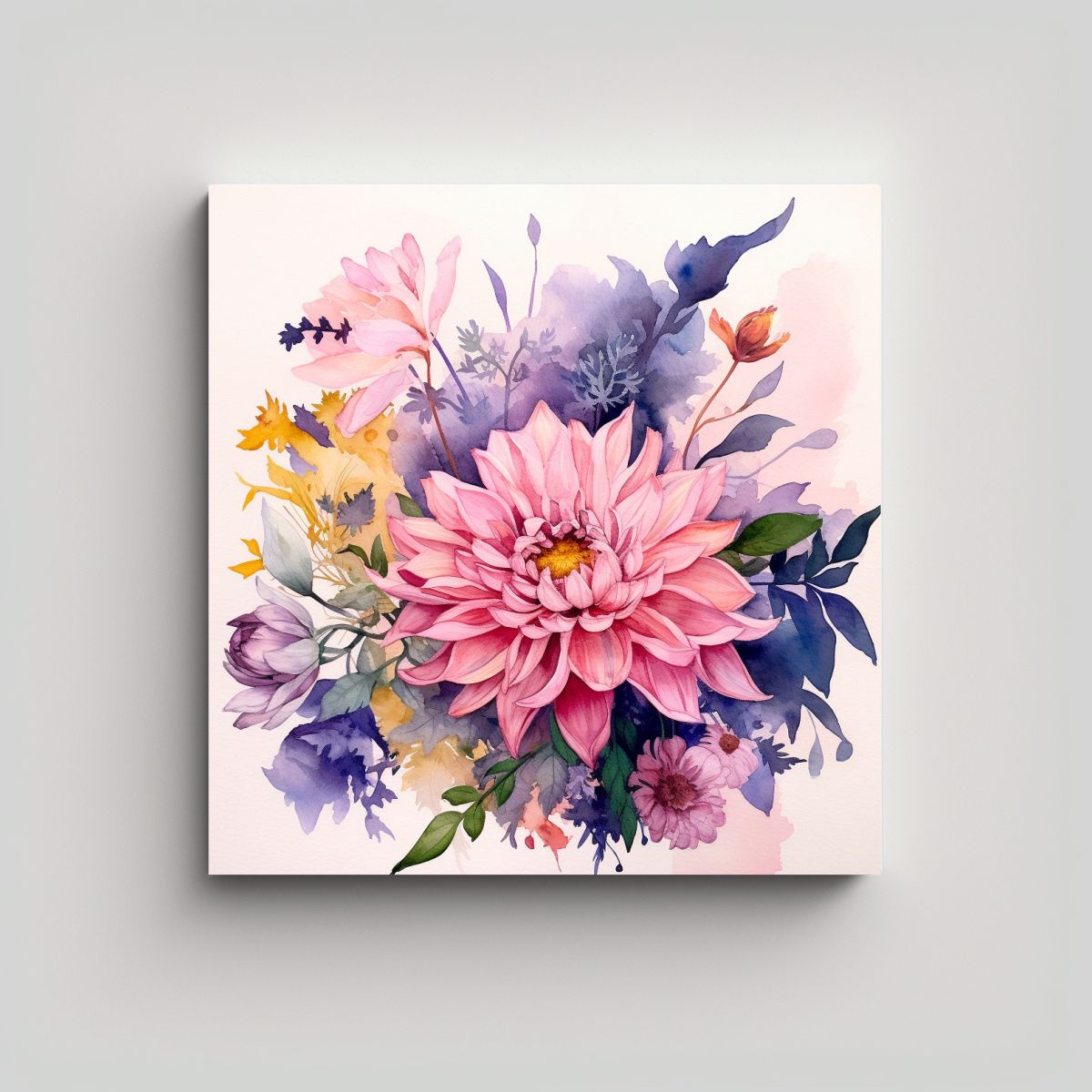 GENERICO - Ilustración Floral Acuarela 2024 Composición 60x60 Cm