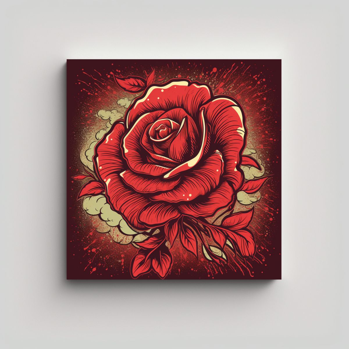 GENERICO - Cuadro Moderno Clásico De Silueta De Rosa Roja 60x60 Cm