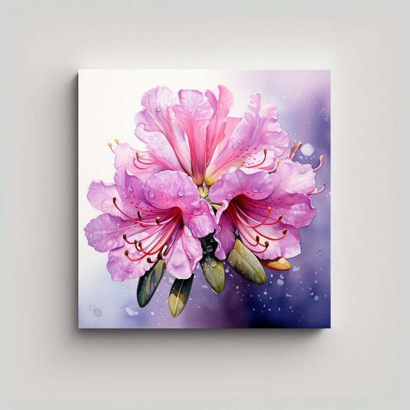 GENERICO - Pintura Abstracta Acuarela Rhododendrons Flores 60x60 Cm