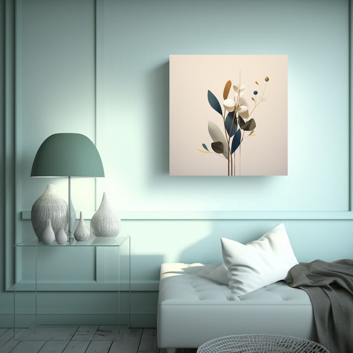GENERICO - Arte Minimalista Botánico En Lienzo De Tela Con 60x60 Cm