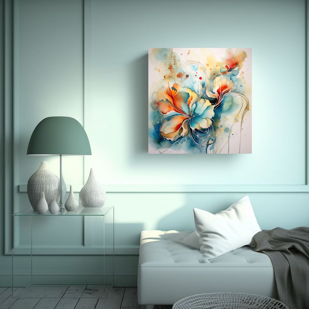 GENERICO - Composición De Armonía Floral Abstracta En 60x60 Cm