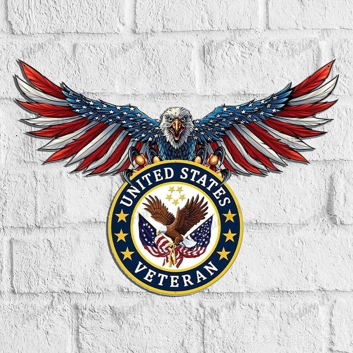 GENERICO - Adorno Colgante Metálico Patriótico 40 Cm Acero Inoxidable