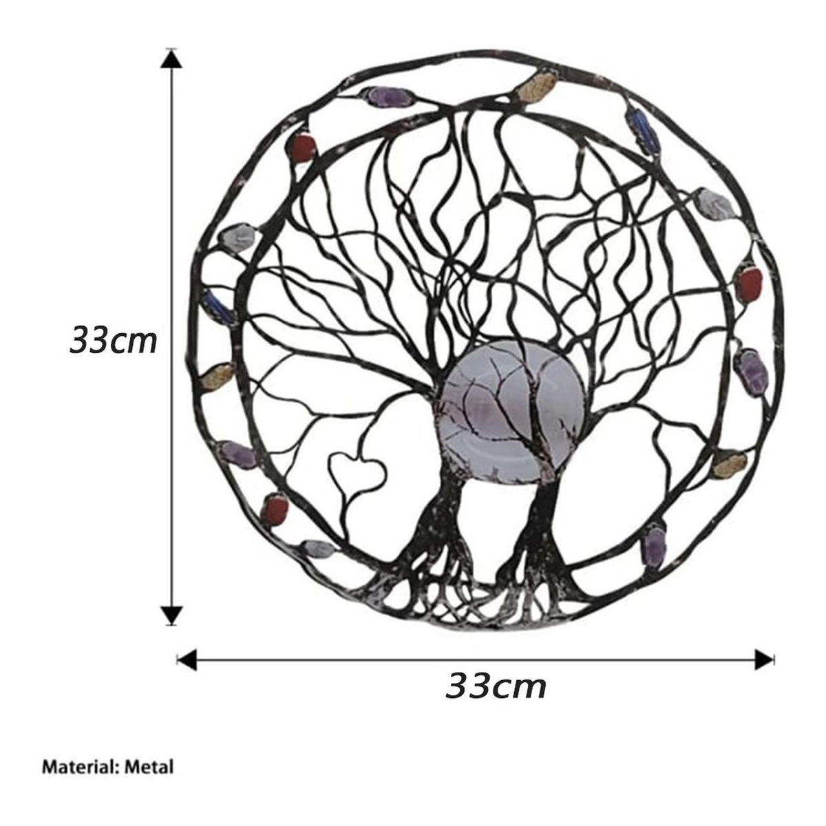 GENERICO - Adorno Colgante Metálico Árbol Vida 33 cm Decoración Pared