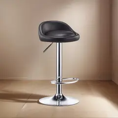 GENERICO - Silla Bar Altura Regulable Taburete Respaldo Negro