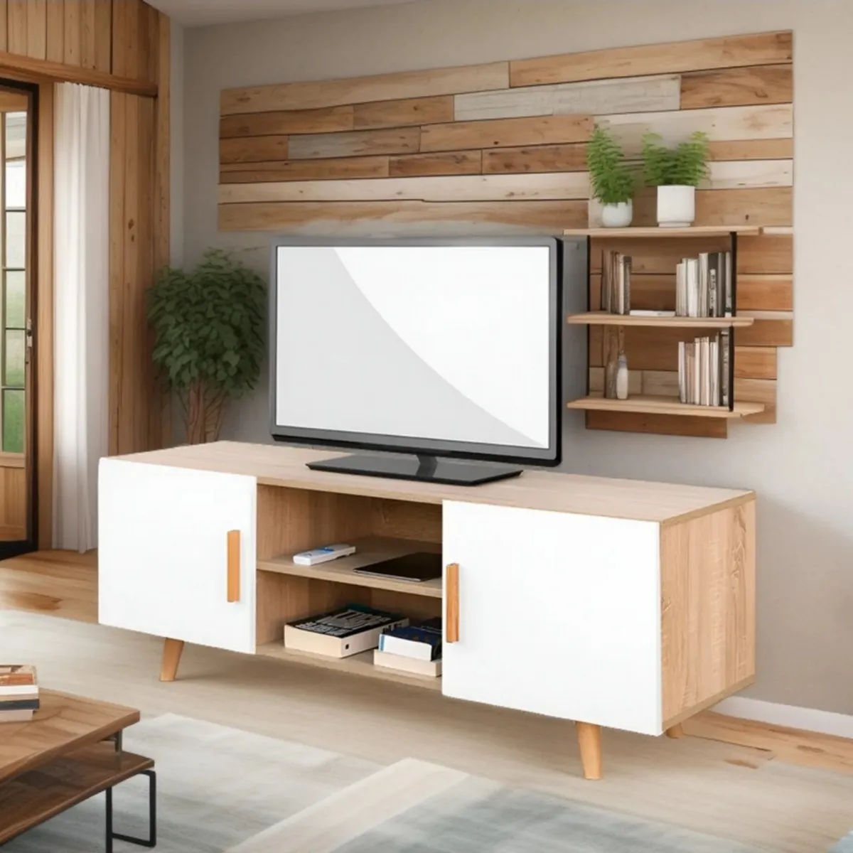 GENERICO - Rack tv Italo moderno estilo nordico 2 puertas 50"