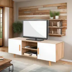 GENERICO - Rack tv Italo moderno estilo nordico 2 puertas 50"