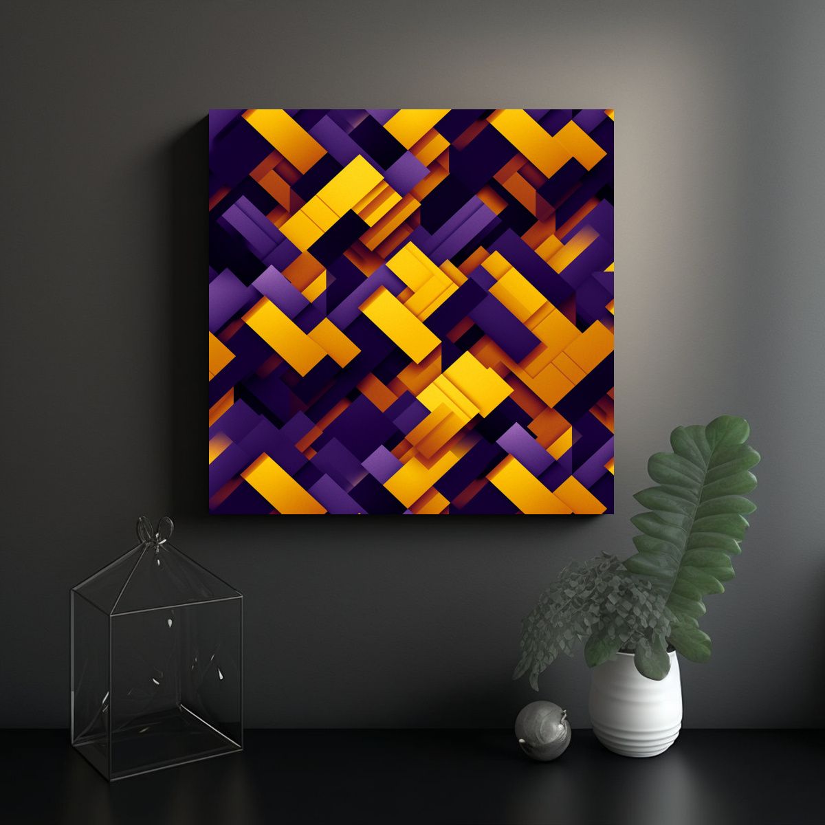 GENERICO - Cuadro Decorativo Morado Con Patrón De Imagen 60x60 Cm