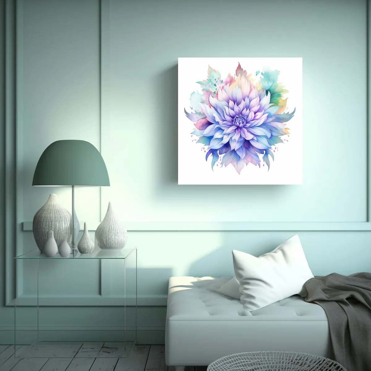 GENERICO - Fantasía Floral Sublimada Juvenil En Blanco 60x60 Cm