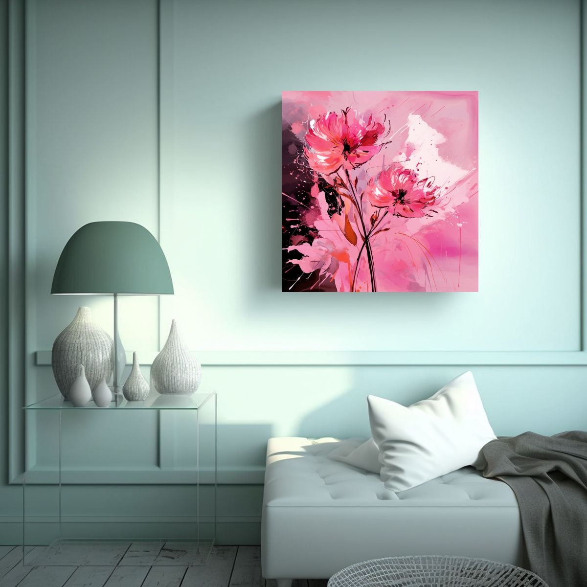 GENERICO - Tela Acuarela En Bastidor Atmosfera Neonoir Neo 60x60 Cm.