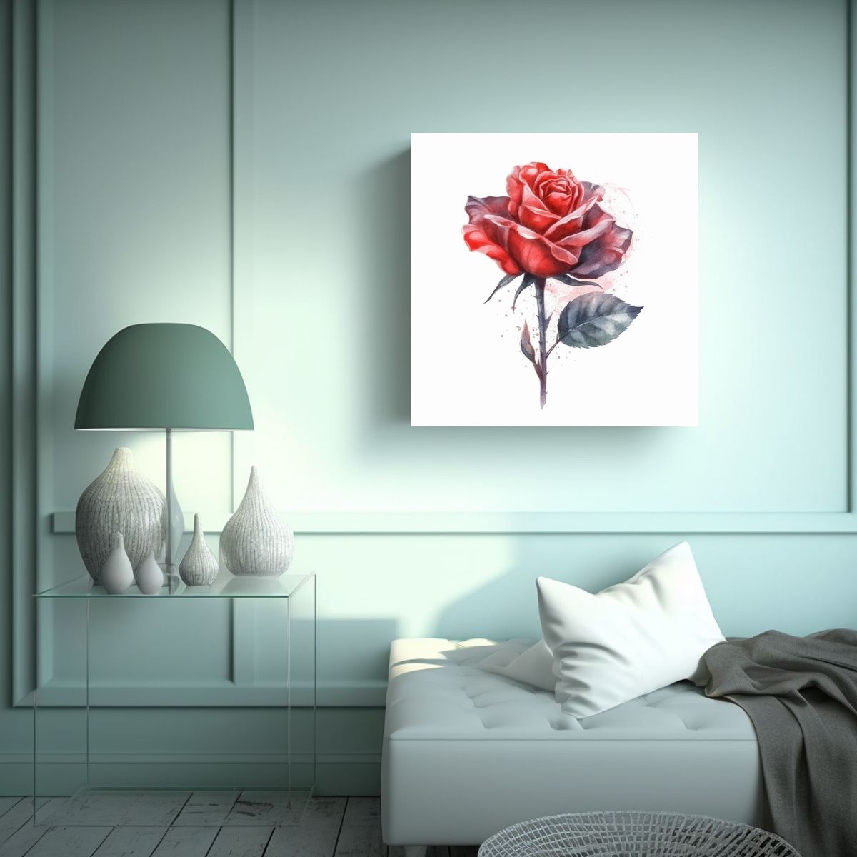 GENERICO - Cuadro Vintage Pop Art Rosa En Acuarela Estilo 60x60 Cm