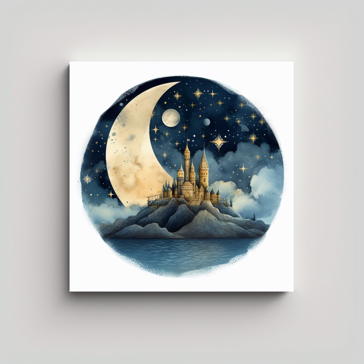 GENERICO - Cuadro Decorativo Temática Luna Y Estrellas En 60x60 Cm.