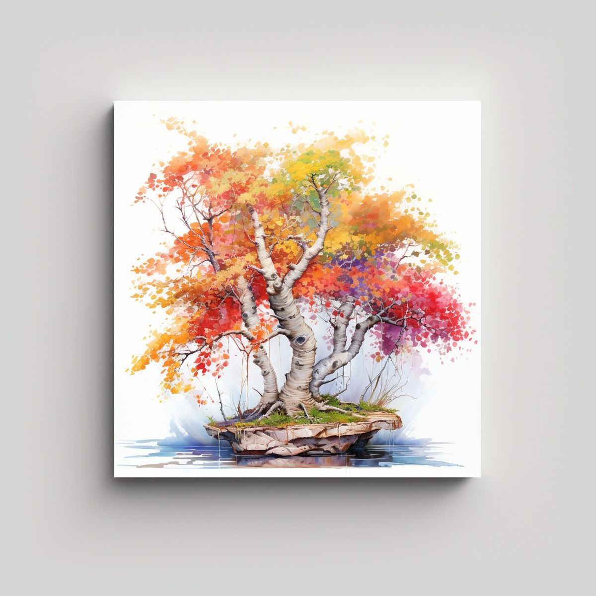 GENERICO - Pintura Abstracta De Un árbol De Bonsái De 60x60 Cm