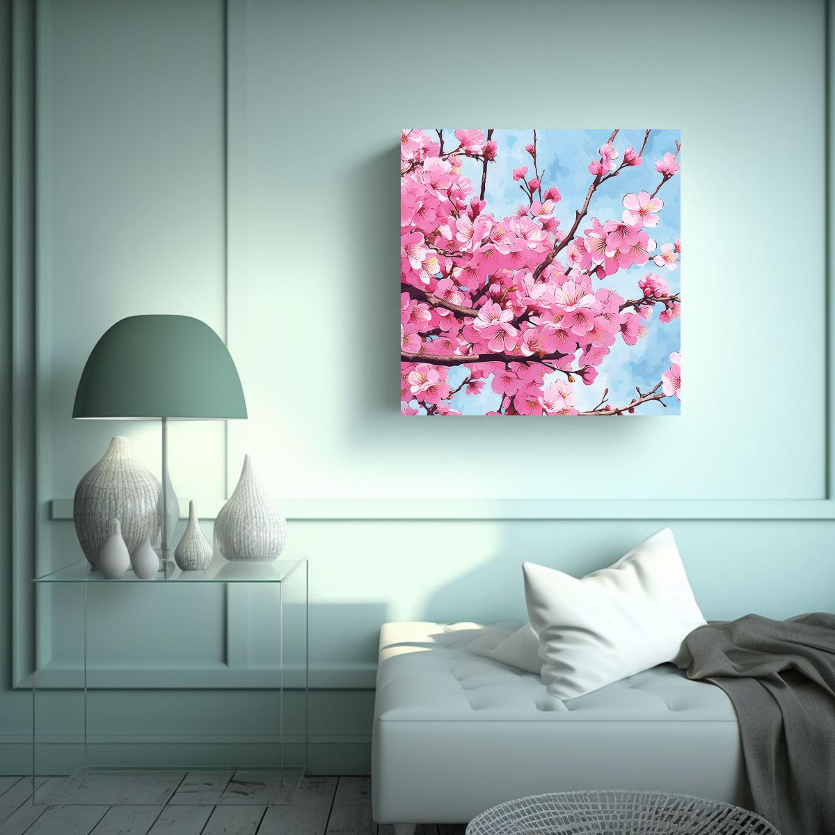 GENERICO - Ilustración Armonía Cromática En Canva Flores 60x60 Cm