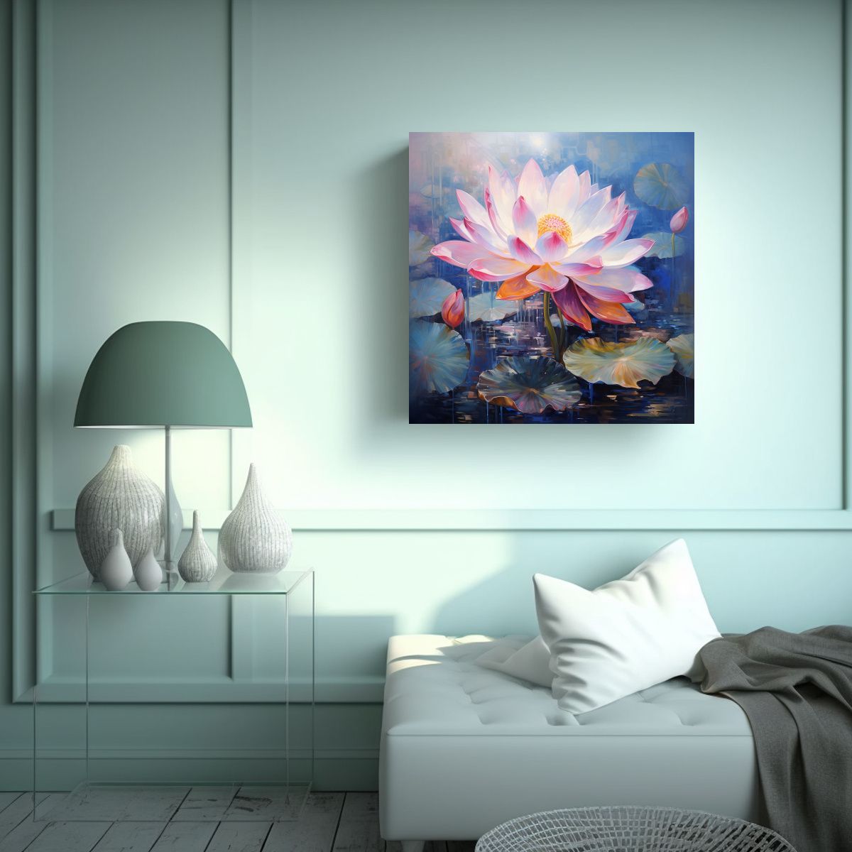 GENERICO - 1 Cuadro Tonos Salón Pintura Abstracta Flores De 60x60 Cm