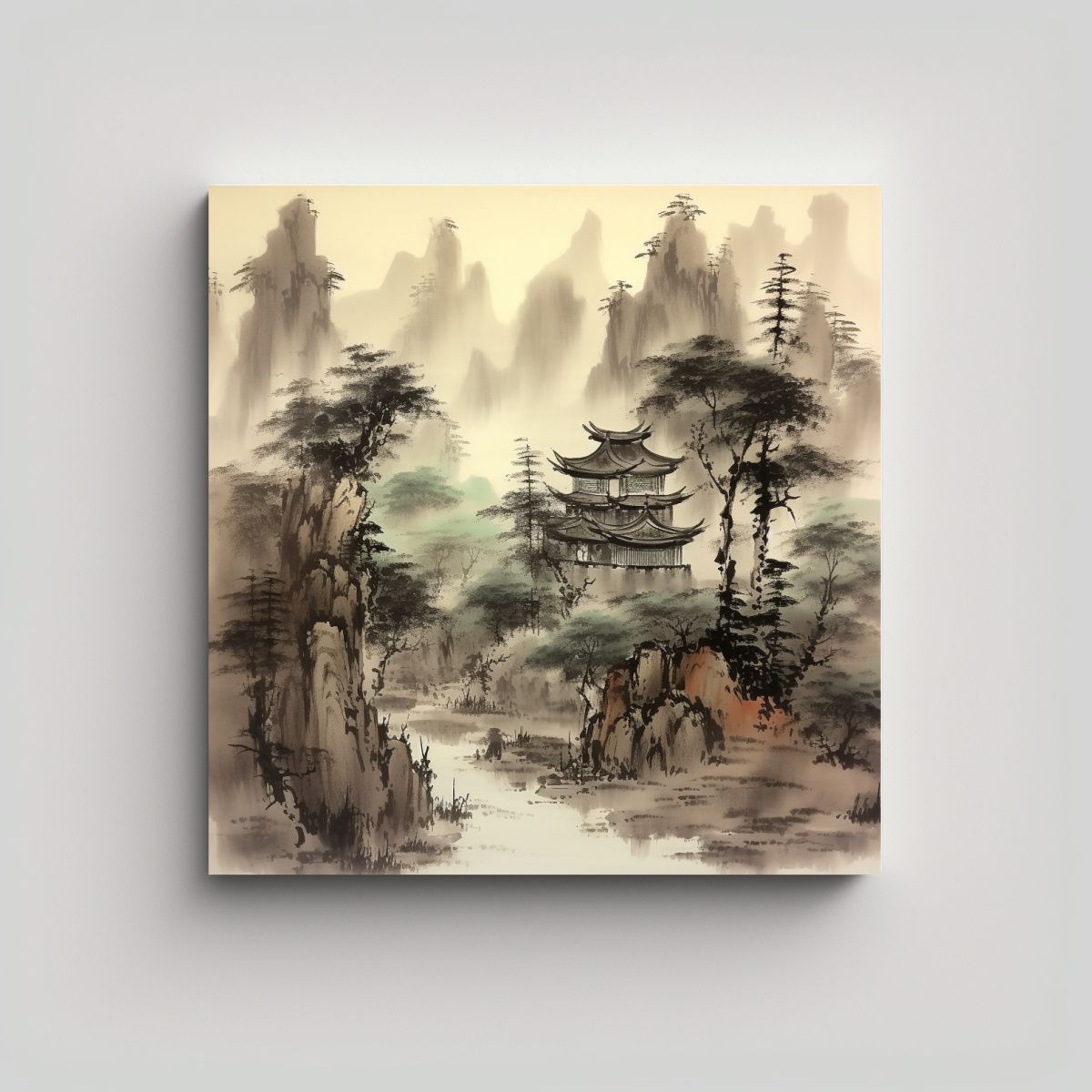 GENERICO - Pintura Tinta China Estilo Lienzo Conceptual Arte 60x60 Cm.