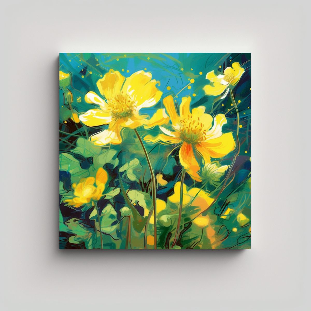 GENERICO - Cuadro Inspirado En Linda Youngia Vibrante Tela 60x60 Cm