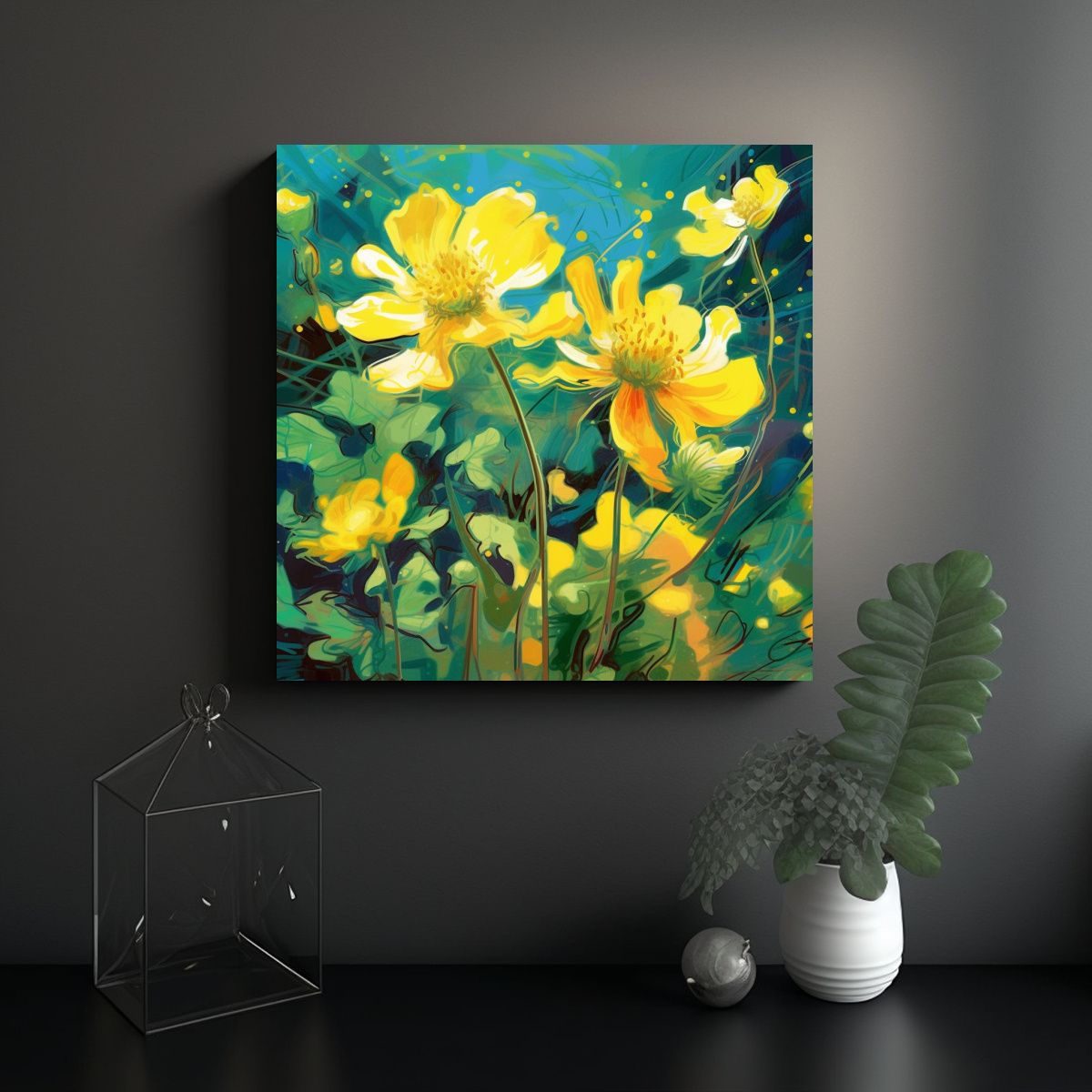 GENERICO - Cuadro Inspirado En Linda Youngia Vibrante Tela 60x60 Cm