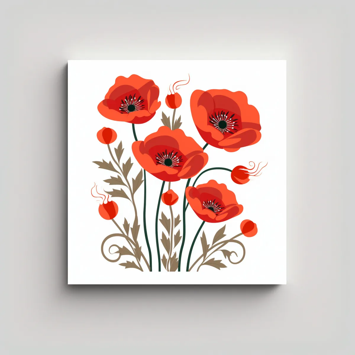 GENERICO - Armonía Creativa En Canva Cuadros De Amapolas 60x60 Cm
