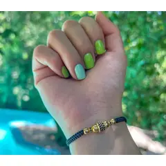 GENERICO - Brazalete Macrame Con Rondeles Oro Laminado 18K