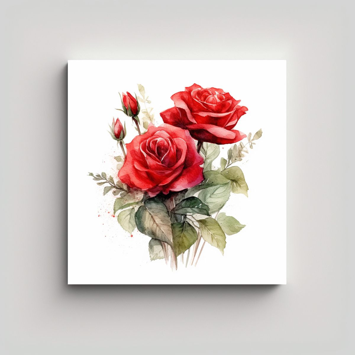 GENERICO - Bouquet De Rosas Rojas En Tela Bastidor Armonía 60x60 Cm.