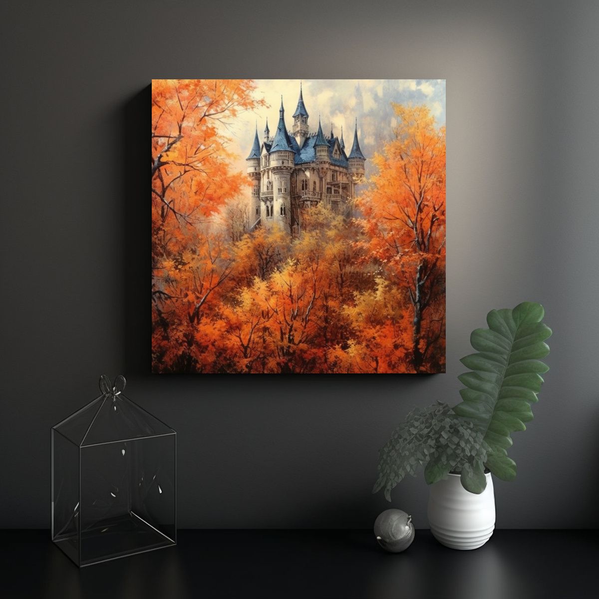GENERICO - Pintura Decorativa Minimalista Castillo En El 60x60 Cm.