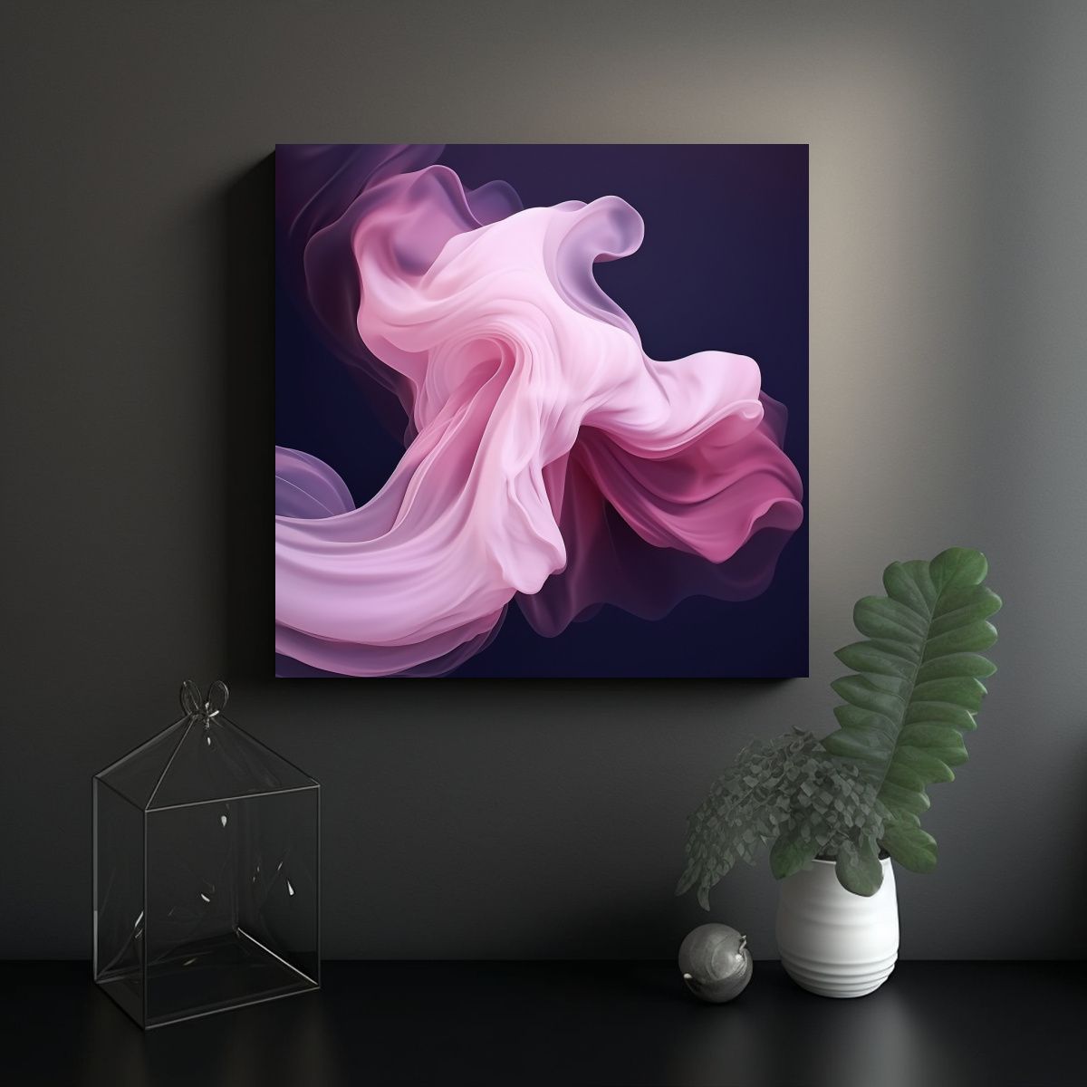 GENERICO - Cuadro Mágica En Lienzo Fondo Púrpura Fluidos 60x60 Cm