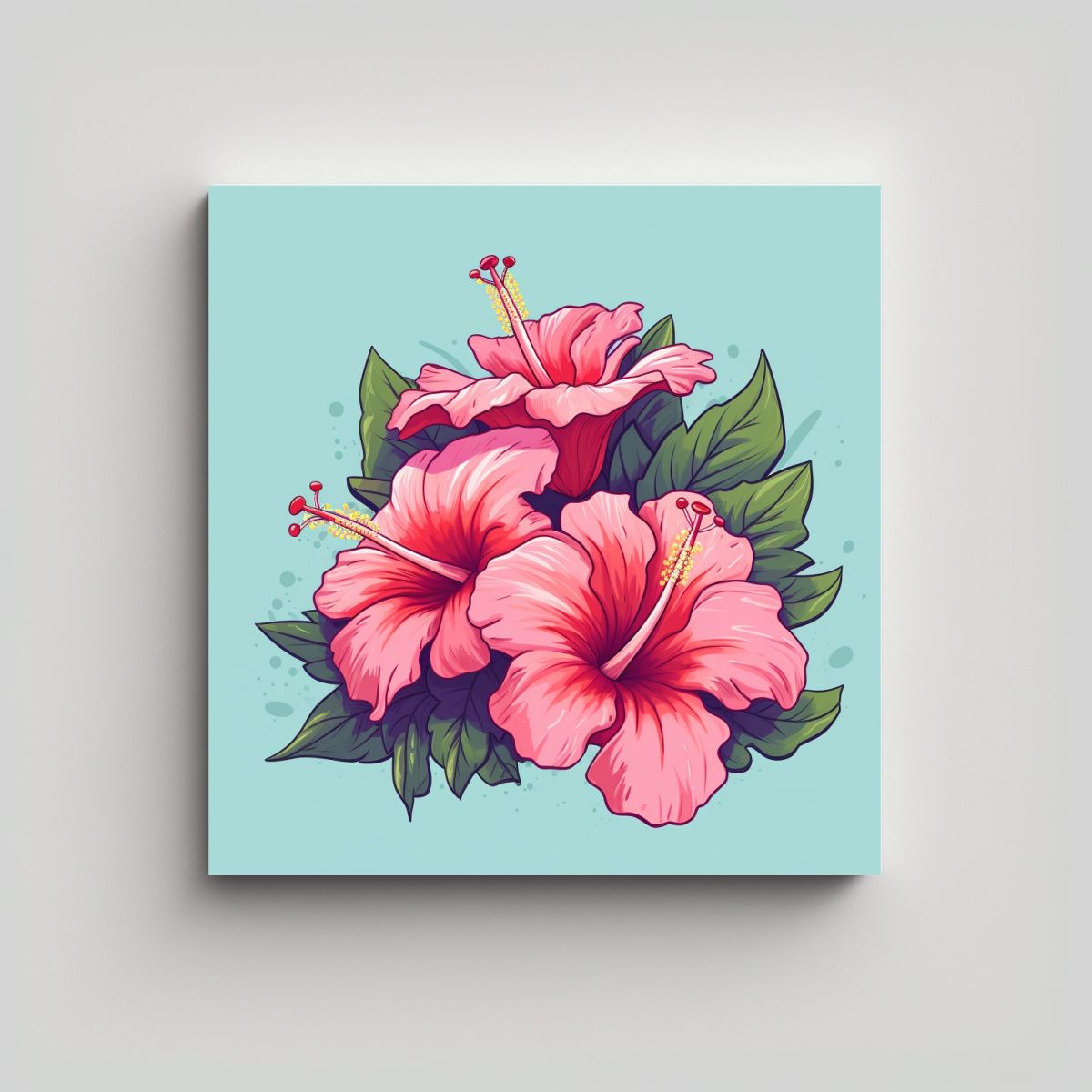 GENERICO - Ilustración De Flores De Hibisco Arte De Pared 60x60 Cm