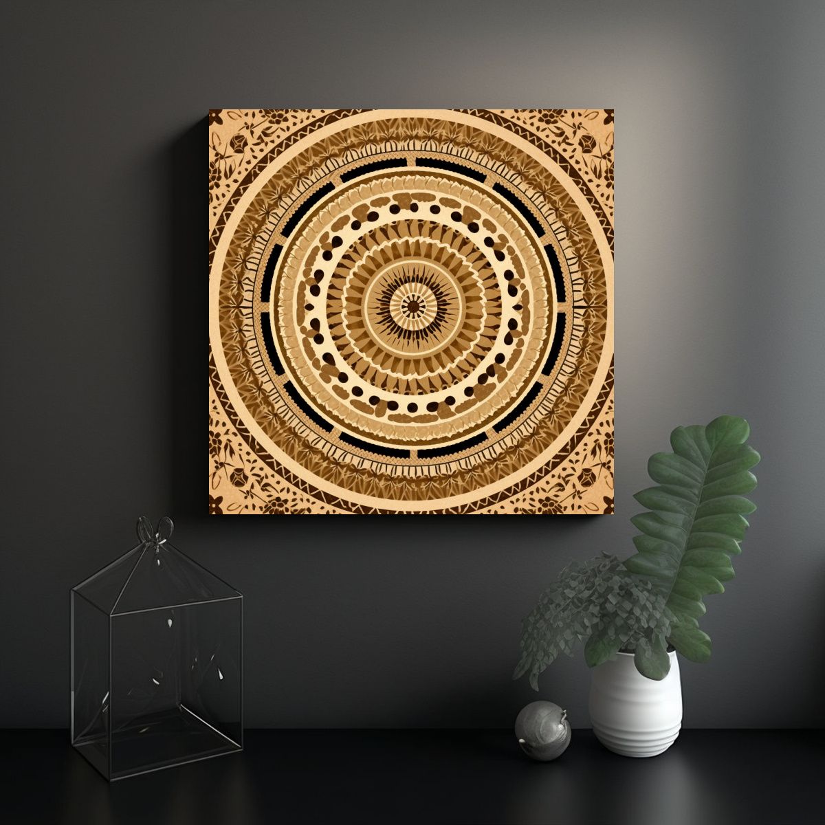 GENERICO - Cuadro Decorativo Abstracto Simétrico En Tela 60x60 Cm