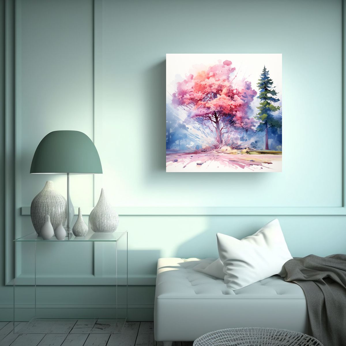 GENERICO - Lienzo Tonos Perspectiva De Un Árbol De Secuoya 60x60 Cm