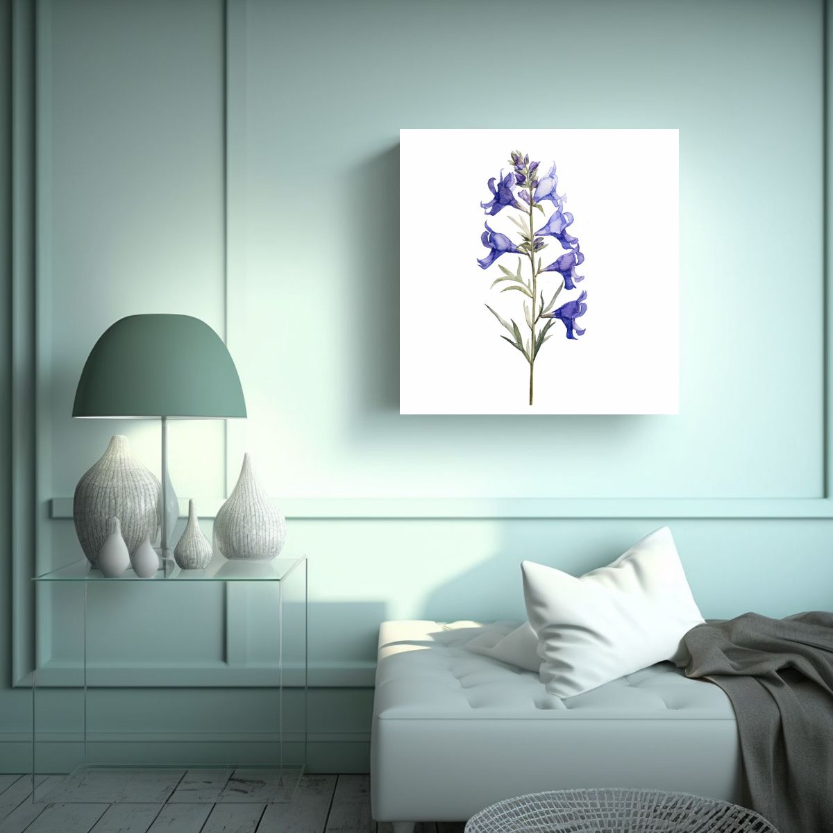 GENERICO - Arte Intenso Larkspur En Acuarela Simple Sobre 60x60 Cm
