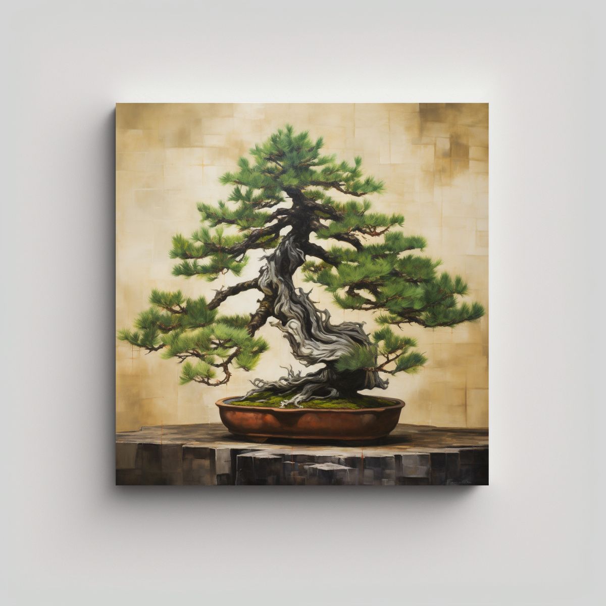 GENERICO - Cuadro Comedor Pino Árbol Bonsái Pintura 60x60 Cm