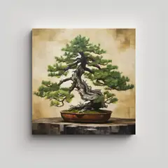 GENERICO - Cuadro Comedor Pino Árbol Bonsái Pintura 60x60 Cm